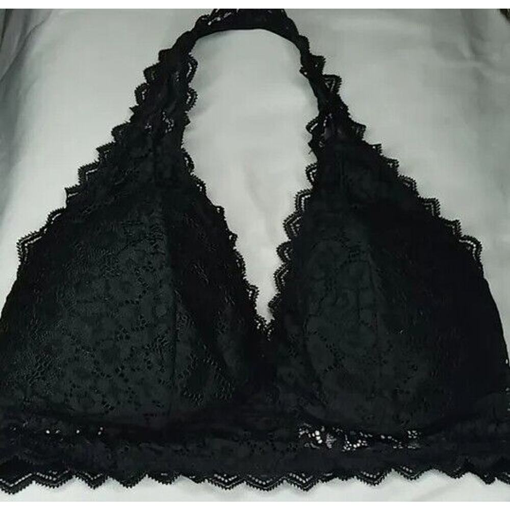 Auden Black Lace Halter Lightly Lined Bralette - M (34C, 34D, 36B, 36C) - Picture 5 of 8